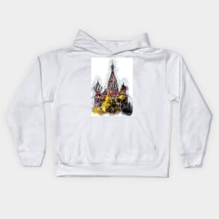 Moscow City Streets Travel Poster Series watercolor ink edition 06 Kids Hoodie